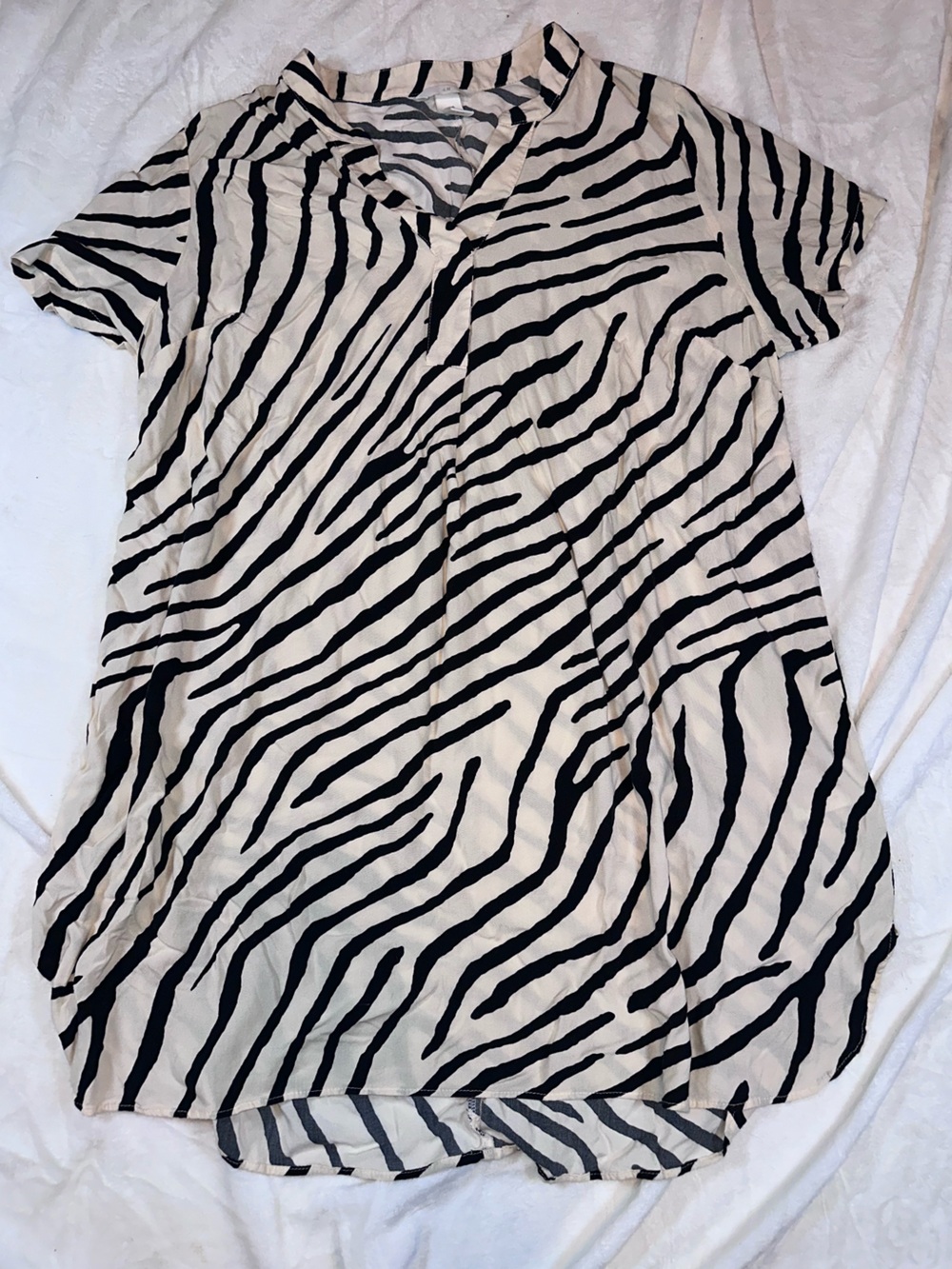 H&M Black & Cream Zebra-Stripe Short Sleeve Tunic